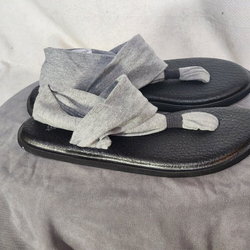 Sanuk Grey Black Ella Slip On Cushion Insole Stretch Fabric Yoga Sling Sandal 7 - Picture 5 of 16